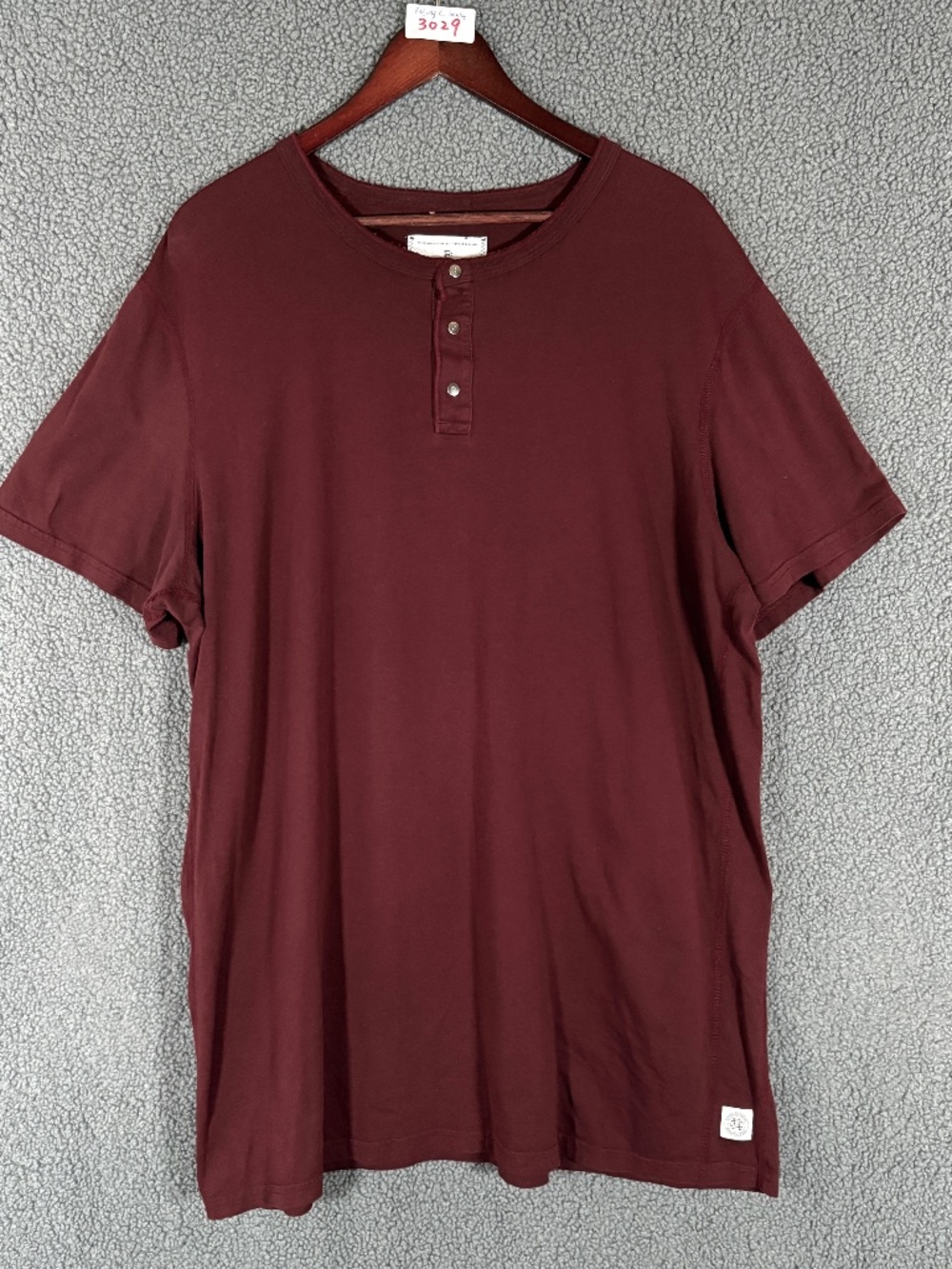 Reigning Champ Short Sleeve Henley Shirt - Men's Size XXL - Red